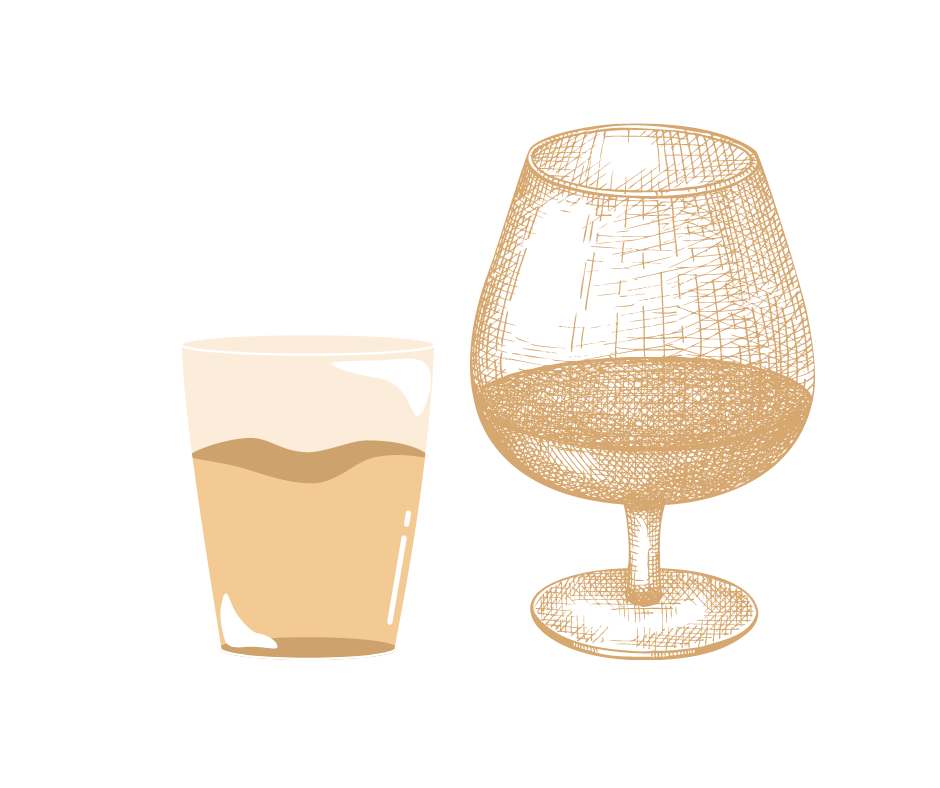 Un verre d'alcool, un verre d'eau