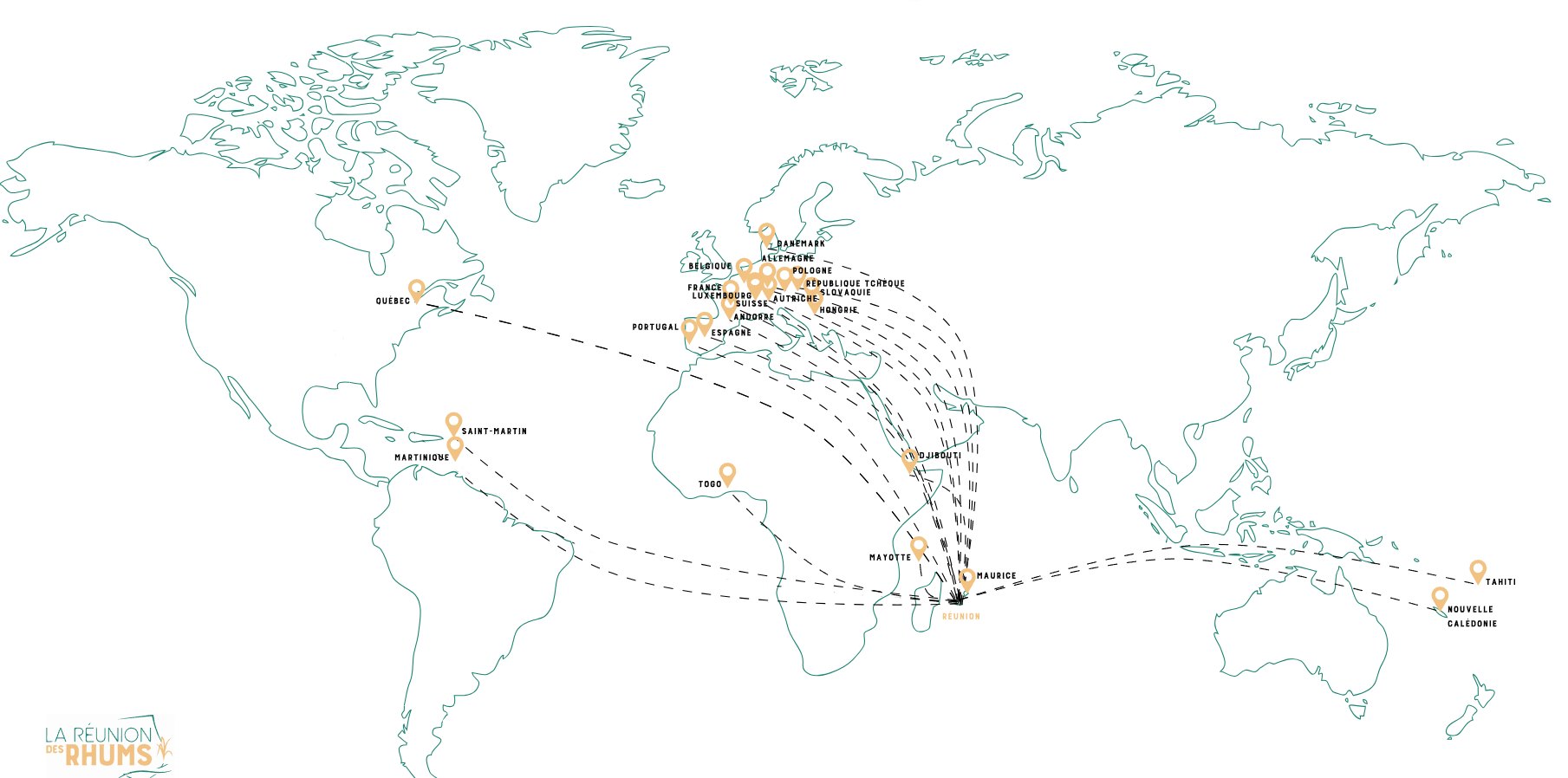 Les marchés à l'export de la marque Isautier